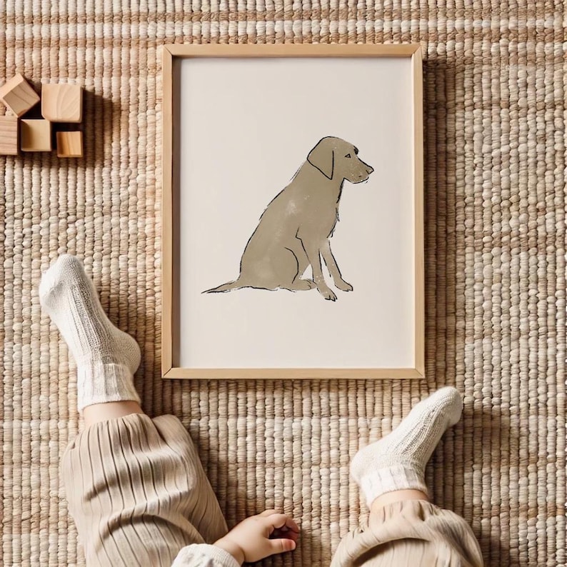 Retriever nursery printable for timeless and elegant children's decor.