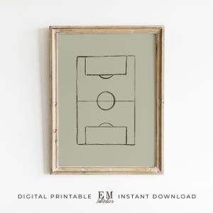 Sage Green Soccer Field Print Vintage Style Soccer Painting Boys Room Printable Art Sport Office Decor Soccer Nursery Art Sport Gift for Him