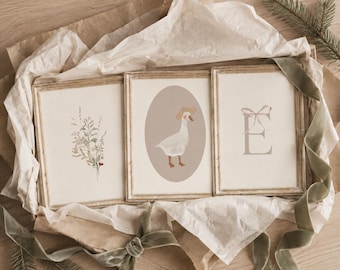 Personalized Goose Name Print Coquette Baby Girl Wall Art Custom Nursery Gift Printable Download