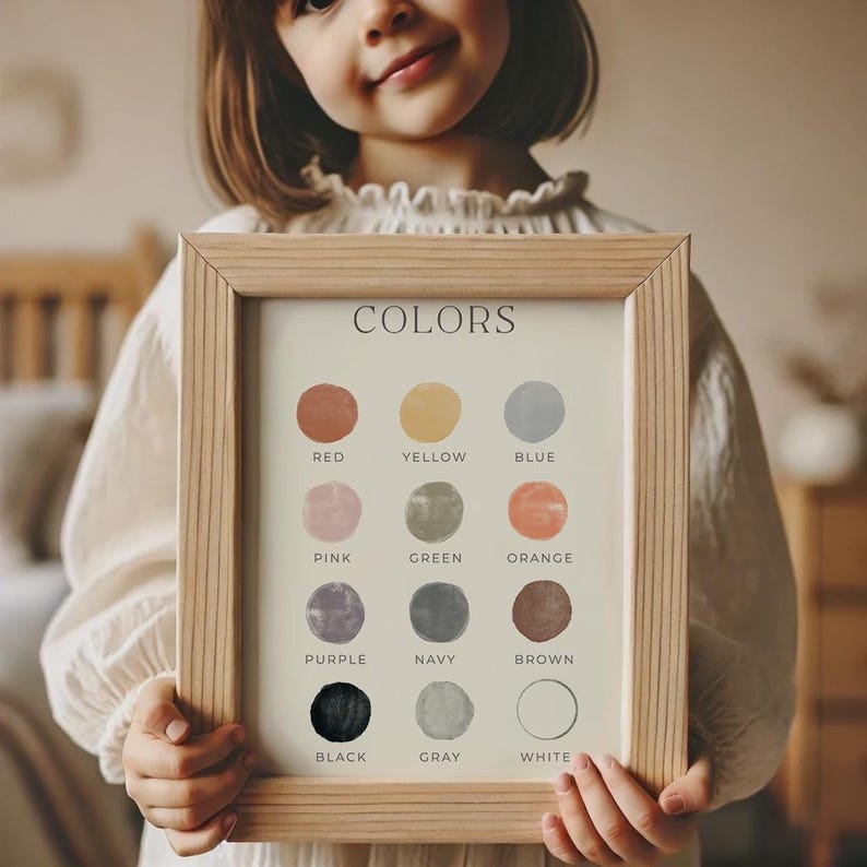 educational wall art featuring a beautifully illustrated paint color palette