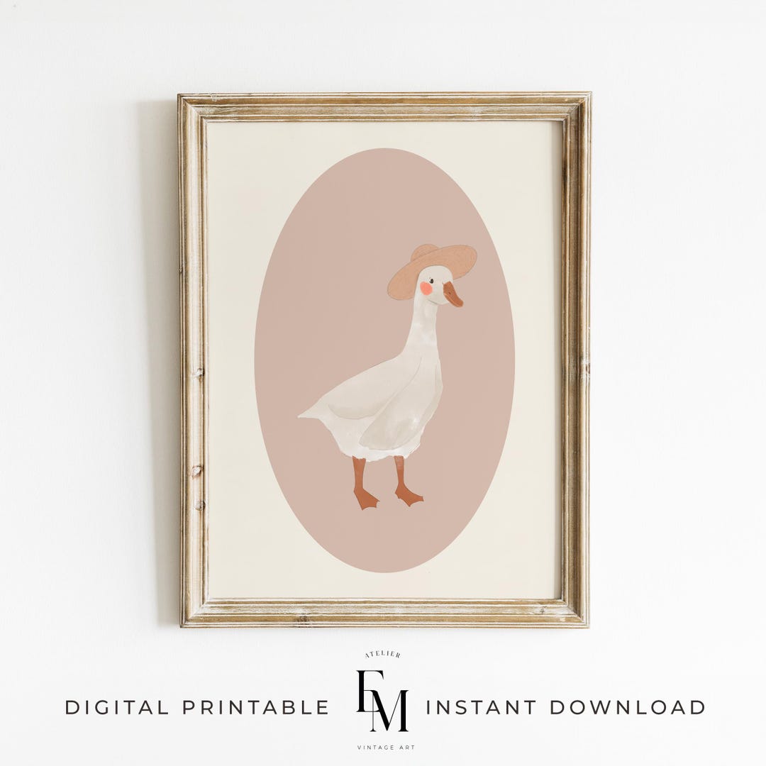 Silly Goose Wall Art Pink Cute Goose Poster Farm Animal Printable Kid's ...