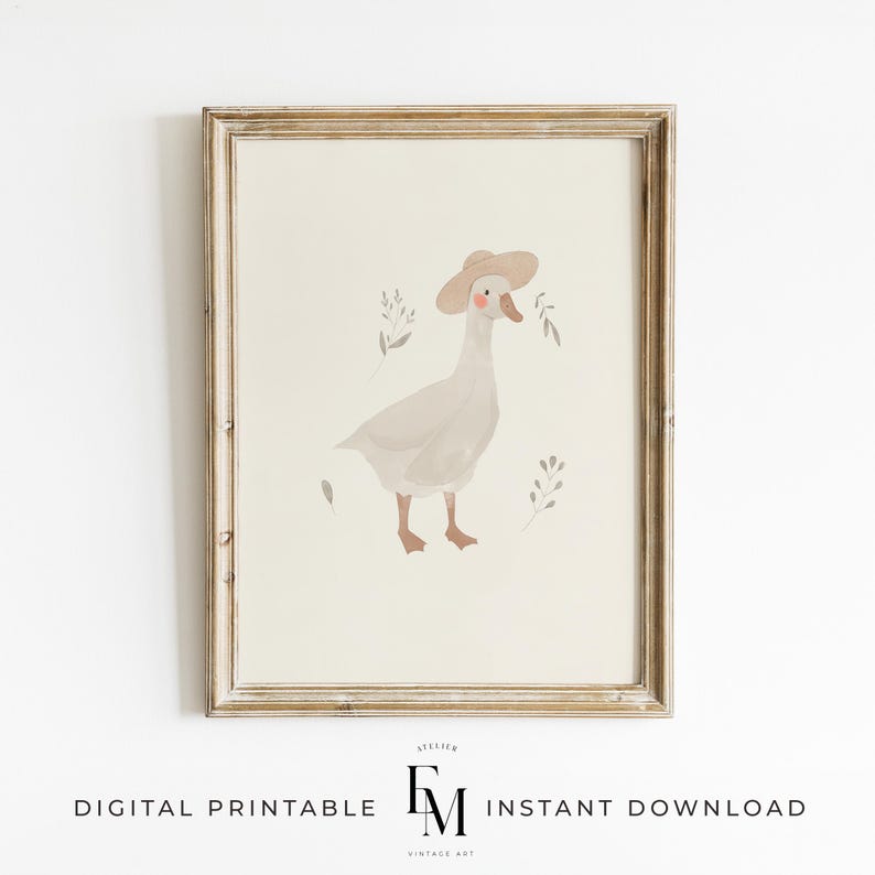 Timeless Animal Prints: Earthy Goose and Duck Art for Gender Neutral Spaces.