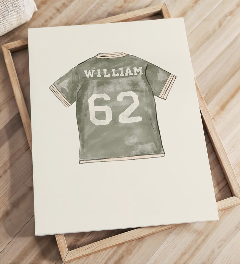 Personalized soccer boy room wall art custom name number vintage style digital download