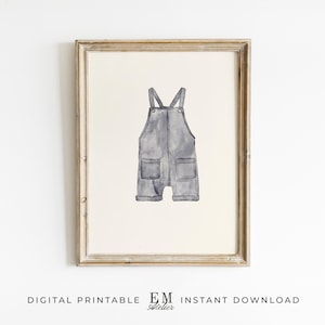 Baby Blue Overalls Poster Blue Baby Nursery Decor Blue Nursery Wall Prints Boy Nursery Wall Art Powder Blue Kids Room Decor Baby Shower Gift