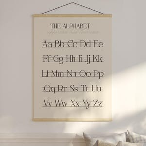 Neutral learning poster alphabet handwriting chart educational abc printable homeschool decor
