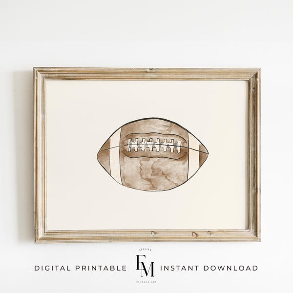 Football Ball Poster Football Print Antique Football Watercolor Vintage Boys Room Sport Nursery Art Print Timeless Boys Sports Room Boy Art