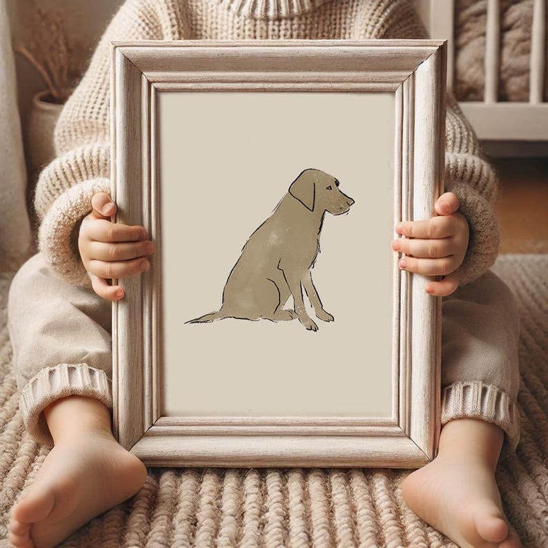 Classic dog nursery art featuring a Labrador puppy design.