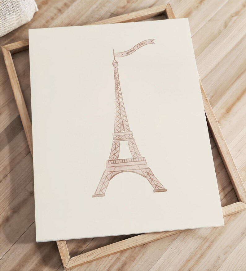 Pink Eiffel Tower Print Girly French Inspired Nursery Decor Girl Room Art Wall Art Pink Decor Trendy Aesthetic Girl Nursery Art Preppy Decor image 5