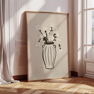Still Life Floral Art in Black and Muted Colors.