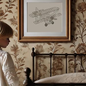 Vintage airplane artwork enhancing any childs environment