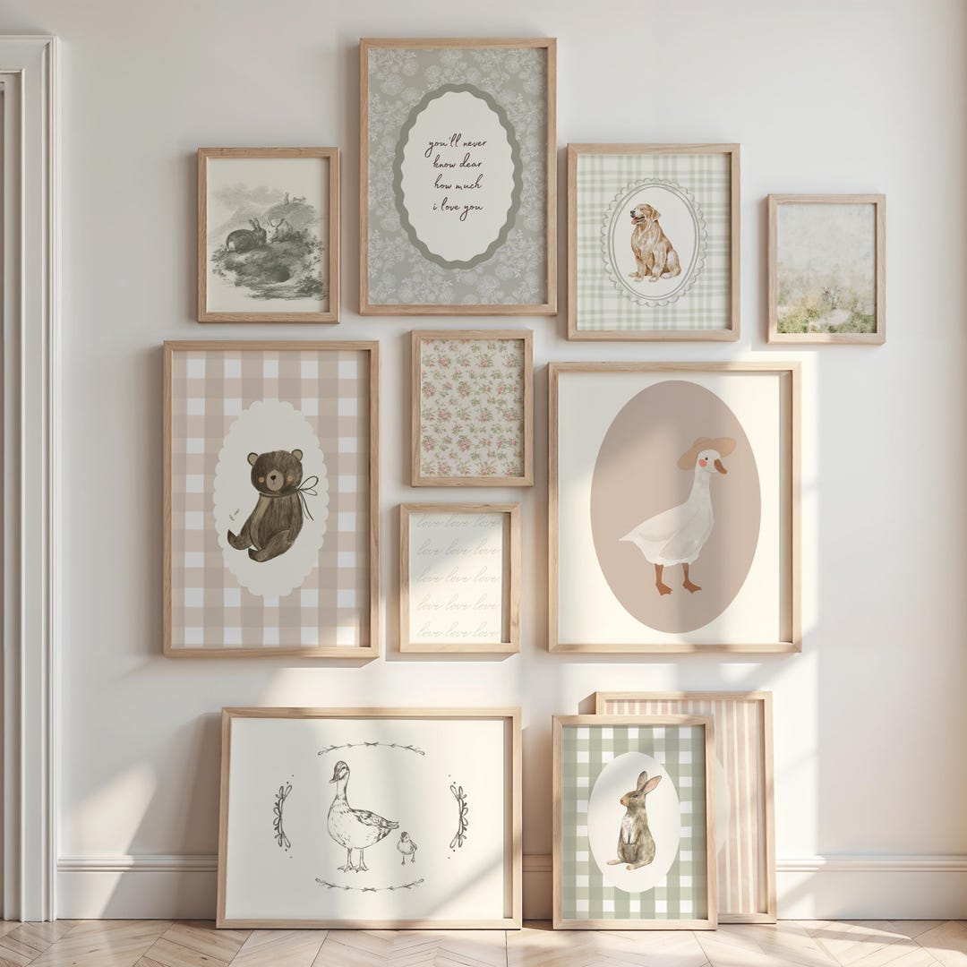 Cottagecore Nursery Gallery Wall Art Set Woodland Vintage Botanicals ...