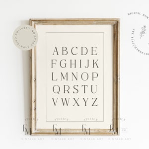 Vintage Alphabet Print, Nursery Print, Nursery Decor, Boho Nursery Prints, Neutral Gender Nursery Prints, ABCs Wall Art, Digital Download