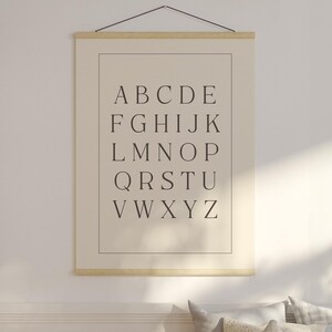 Vintage-style ABC chart print for homeschooling and kids room decor, with an antique touch.
