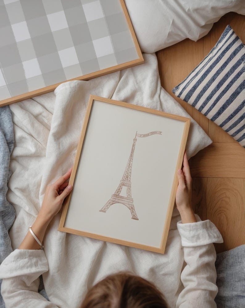 Pink Eiffel Tower Print Girly French Inspired Nursery Decor Girl Room Art Wall Art Pink Decor Trendy Aesthetic Girl Nursery Art Preppy Decor image 11