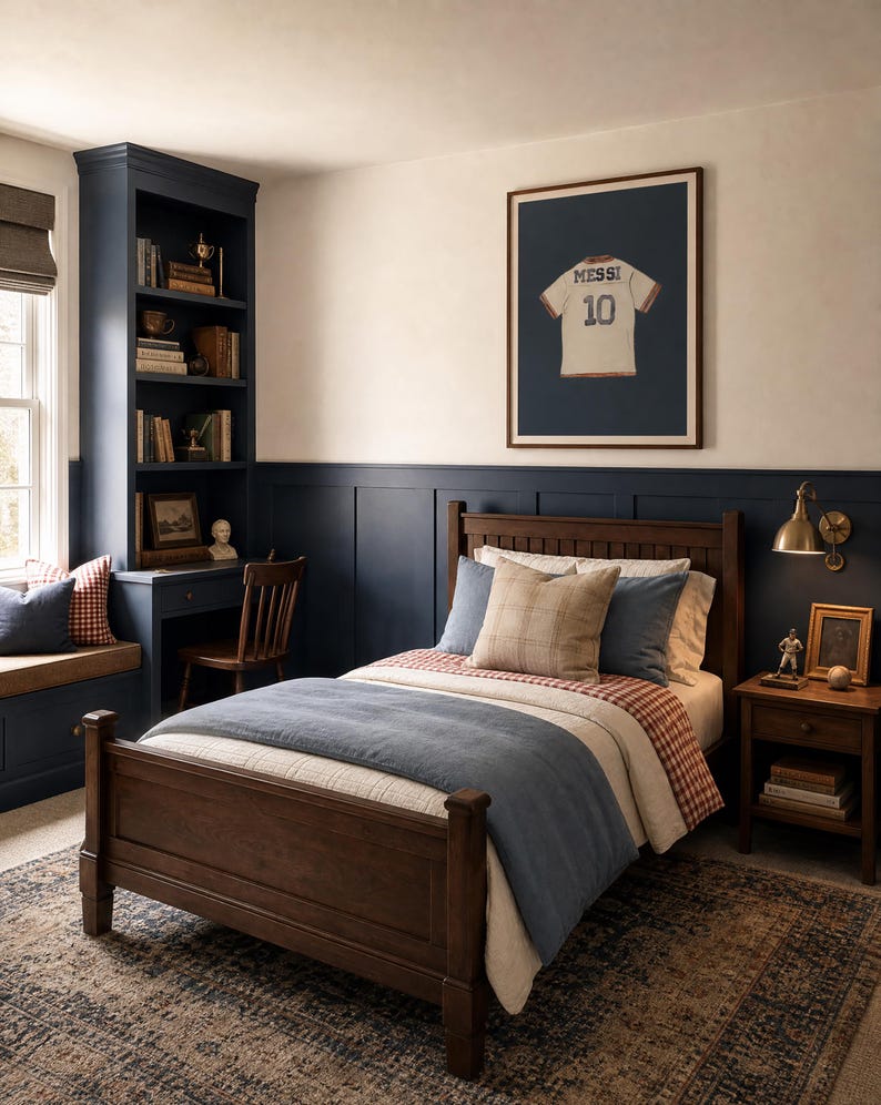 Custom soccer jersey print boy bedroom personalized name number instant download