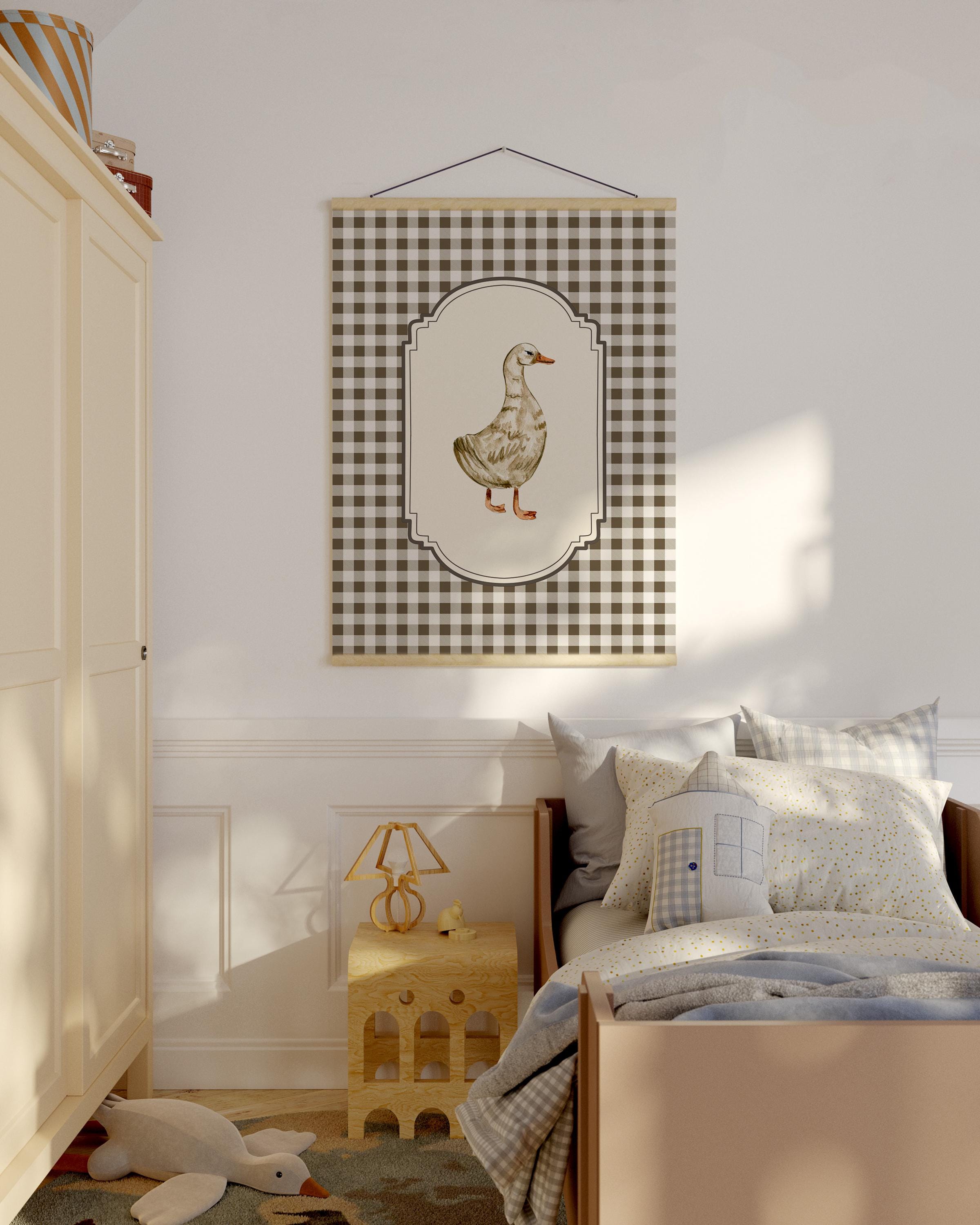 Vintage Duck Nursery Wall Art Printable Gingham Cottagecore Animal ...