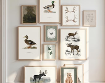 Duck Hunting Boy Nursery Print Set 50 Vintage Moose Antler Cabin Wall Art Gallery Wall Digital Download