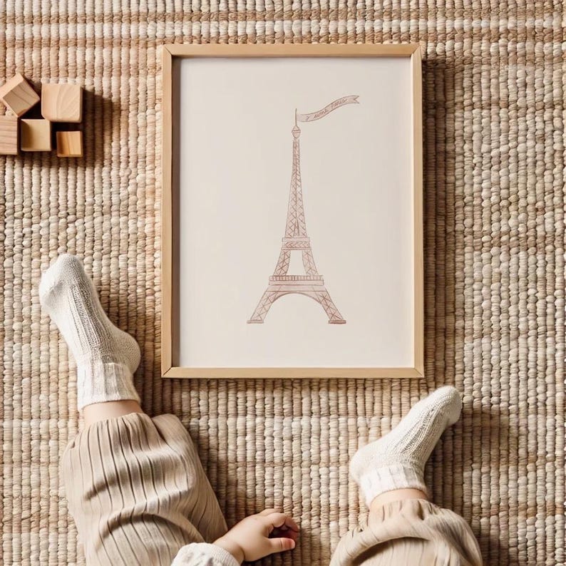 Vintage Eiffel Tower poster adding a touch of Parisian elegance