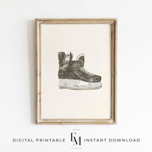 Ice skating watercolor print for stylish boy room decor