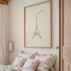 Pink Eiffel Tower Print Girly French Inspired Nursery Decor Girl Room Art Wall Art Pink Decor Trendy Aesthetic Girl Nursery Art Preppy Decor image 9