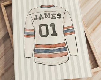 Personalized Hockey Jersey Print, Custom Name Number Wall Art Christmas Gift for Hockey Boy Printable Download