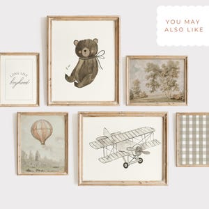 Airplane Nursery Art Vintage Watercolor Boys Room Decor Boy Wall Art Travel Theme Nursery Print Baby Boys Room Decor Beige Boys Playroom Art image 10