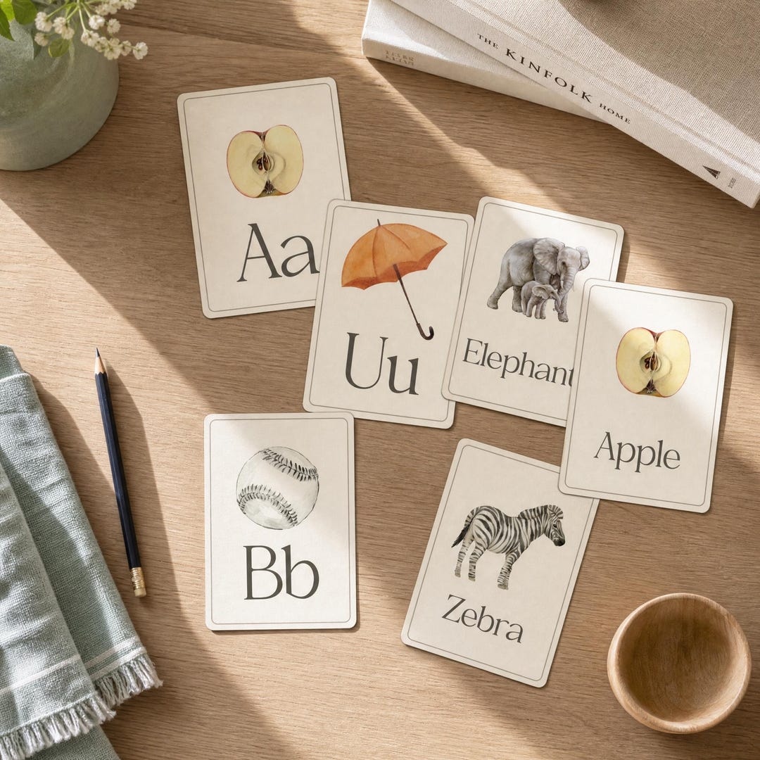 ABC Alphabet Flash Cards Educational Kids Printable A-Z Vintage Letter ...