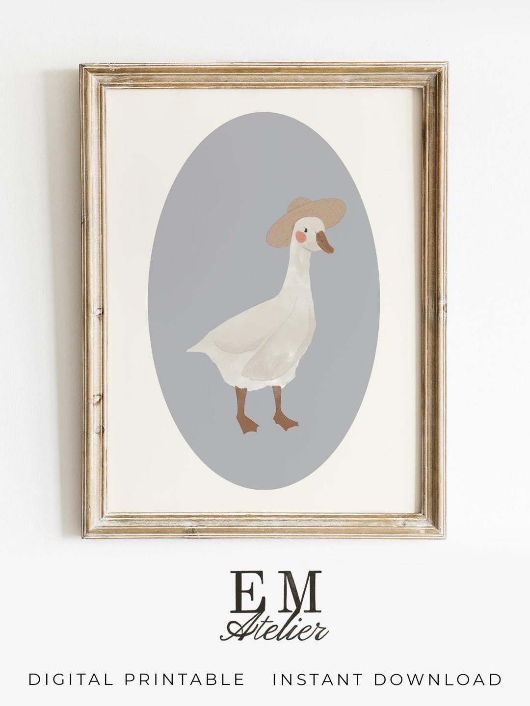 Blue Goose Wall Art Pastel Poster Animal Printable Silly Goose Kids ...