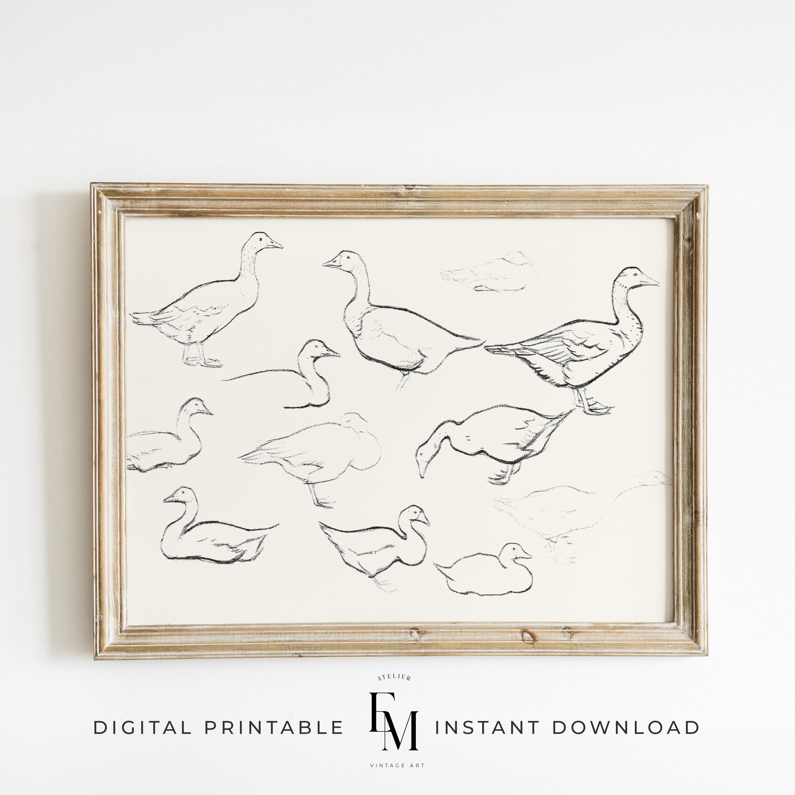 Vintage Geese Nursery Wall Print Duck Nursery Decor Geese Artwork ...