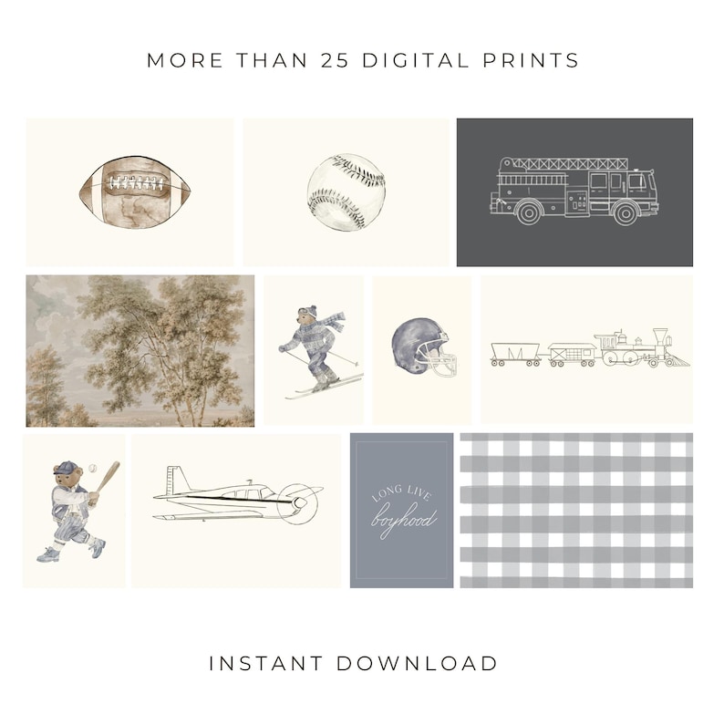 Boys room wall art set adding style and personality to nursery decor