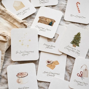 Cartões de Contagem Regressiva para o Natal, Atividades Imprimíveis de Advento em Aquarela Vintage de 24 Dias