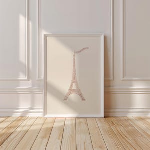 Pink Eiffel Tower Print Girly French Inspired Nursery Decor Girl Room Art Wall Art Pink Decor Trendy Aesthetic Girl Nursery Art Preppy Decor image 12