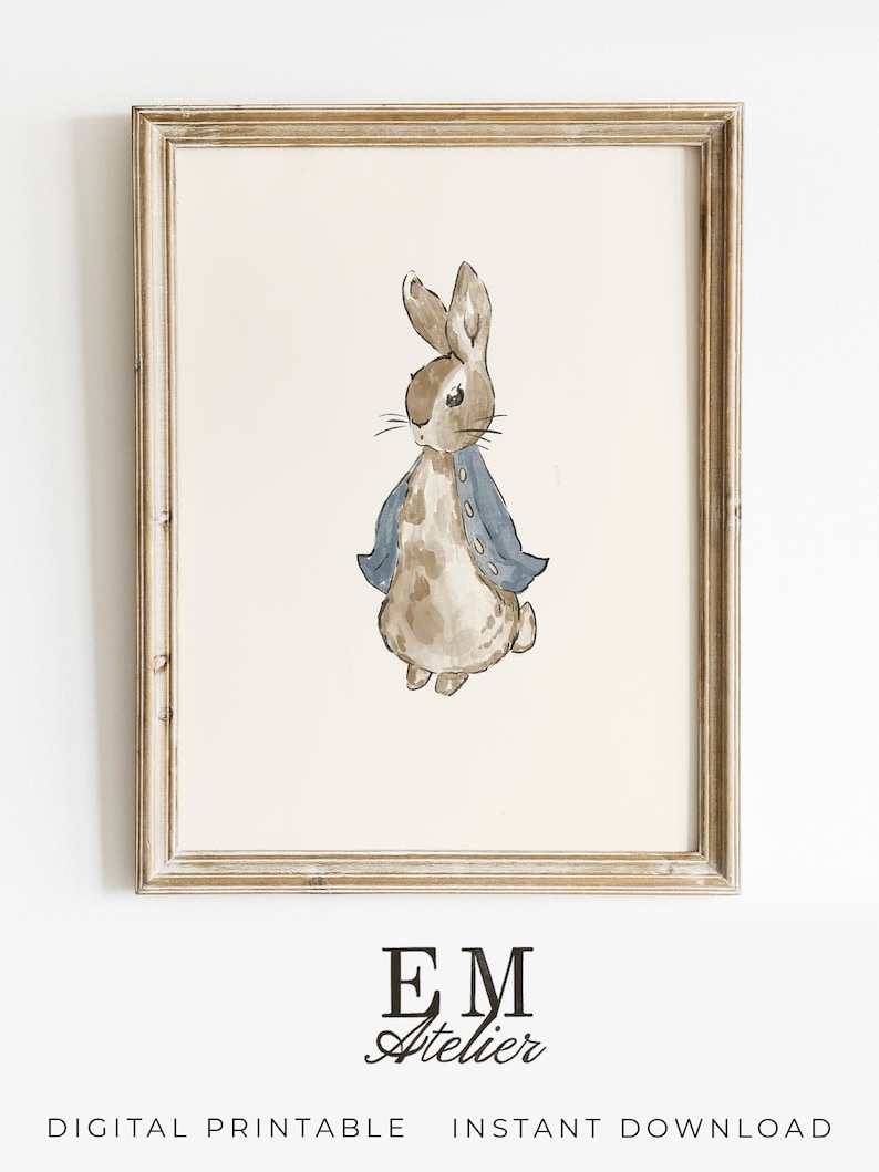Vintage Peter Rabbit sketch for charming nursery decor