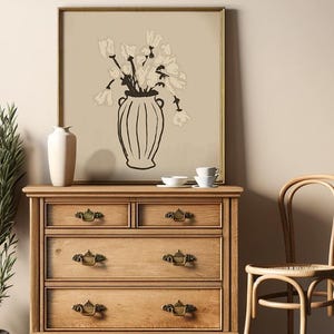 Minimalist Floral Art Print for Modern Living Room Decor.