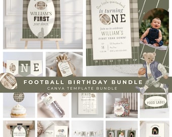 First Down Birthday Bundle Boy Touchdown Football First Birthday Party Kit Rookie Year Football Birthday Decor Party Bundle Sport Birthday
