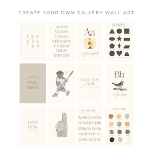 Playroom or nursery prints designed to support foundational skills