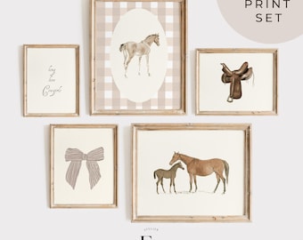 Timeless Cowgirl Gallery Wall Art Pink Horse Decor Western Girl Room Decor Vintage Pink Nursery Decor Horseback Riding Girly Room Art Pink