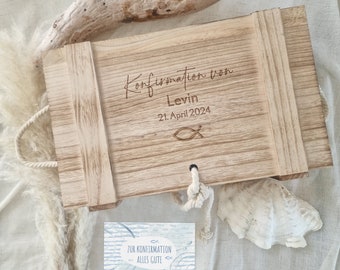 Holzkiste mit Gravur Konfirmation Kommunion Jugendweihe Erinnerungskiste Aufbewahrung Kiste - personalisiertes Geschenk Konfirmationskiste