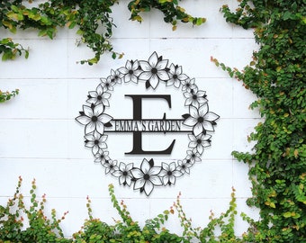 Personalized Metal Garden Wall Sign, Custom Outdoor Wall Decor,Front Porch Plaque, Personalized Garden Gifts,  New Home Gift,Flower, Orchid,