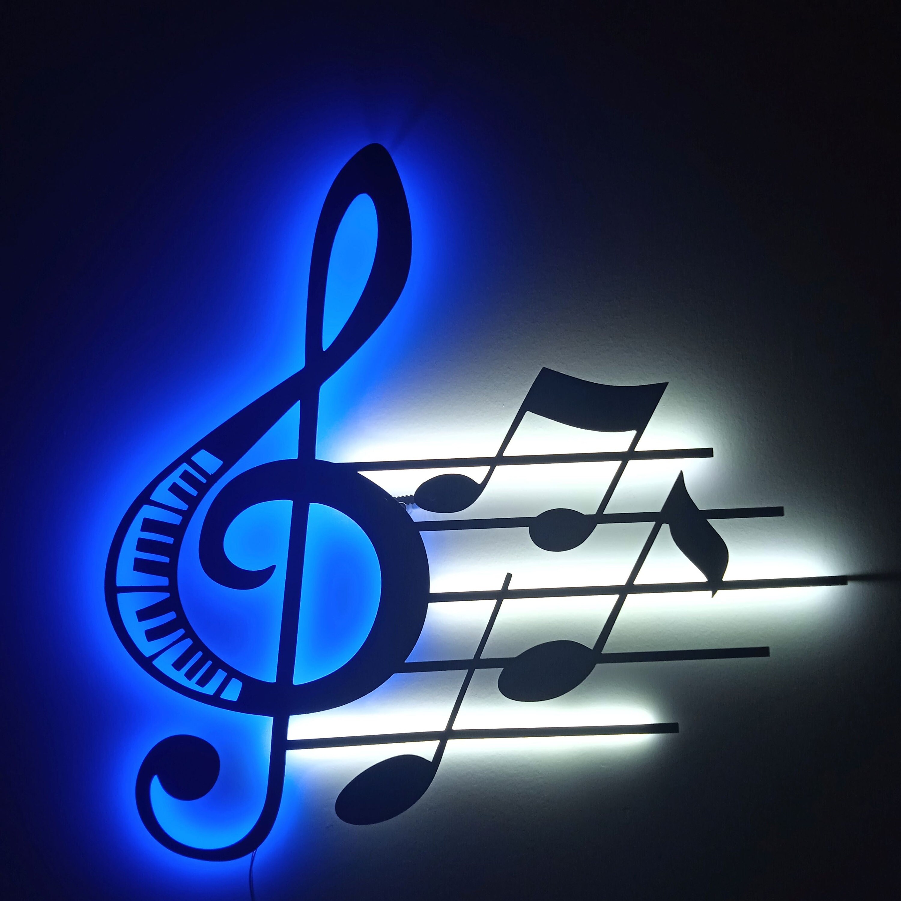 Music Metal Led Lighted Wall Art, Sol Key Notes Led Sign, Treble