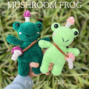 Mushroom Frog Crochet Pattern, US crochet pattern pdf, amigurumi pattern