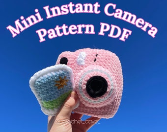 Mini Instant Camera Crochet Pattern, US crochet pattern, amigurumi camera pattern