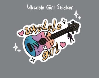 Ukulele flicka klistermärke