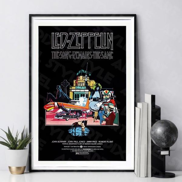 led zeppelin poster wall art print of vintage rock musician 70s music decor gift fan Kurt - Gig Poster, Music Decor,Singer Wall Art, Merch