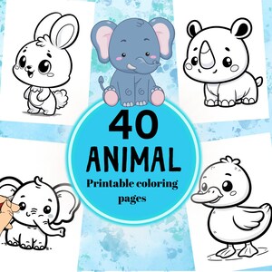 Kids' Animal Adventure Coloring PDF - Black and White Printable Fun with Cute Creatures