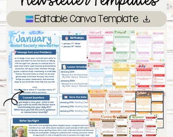 2026 Monthly Relief Society Newsletter Template LDS