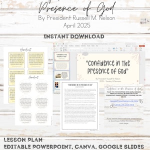 Confidence in the Presence of God By President Russell M. Nelson- April 2025 General Conference Lesson Plan Bundle, Powerpoint, Handouts