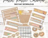 Rustic Pastel Calendar Kit - Birthdays, Seasons, Weather, Math, Classroom/ Home/ School/ Office
