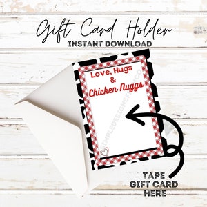 Tarjetero de cumpleaños de Chick-fil-A con nuggets de pollo. "Amor, abrazos y nuggets de pollo". Imprimible para cualquier ocasión. Descarga instantánea.