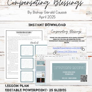 Compensating Blessings By Bishop Gerald Causse, April 2025 General Conf. Lesson Plan Bundle, Editable Powerpoint, Handout for Relief Society